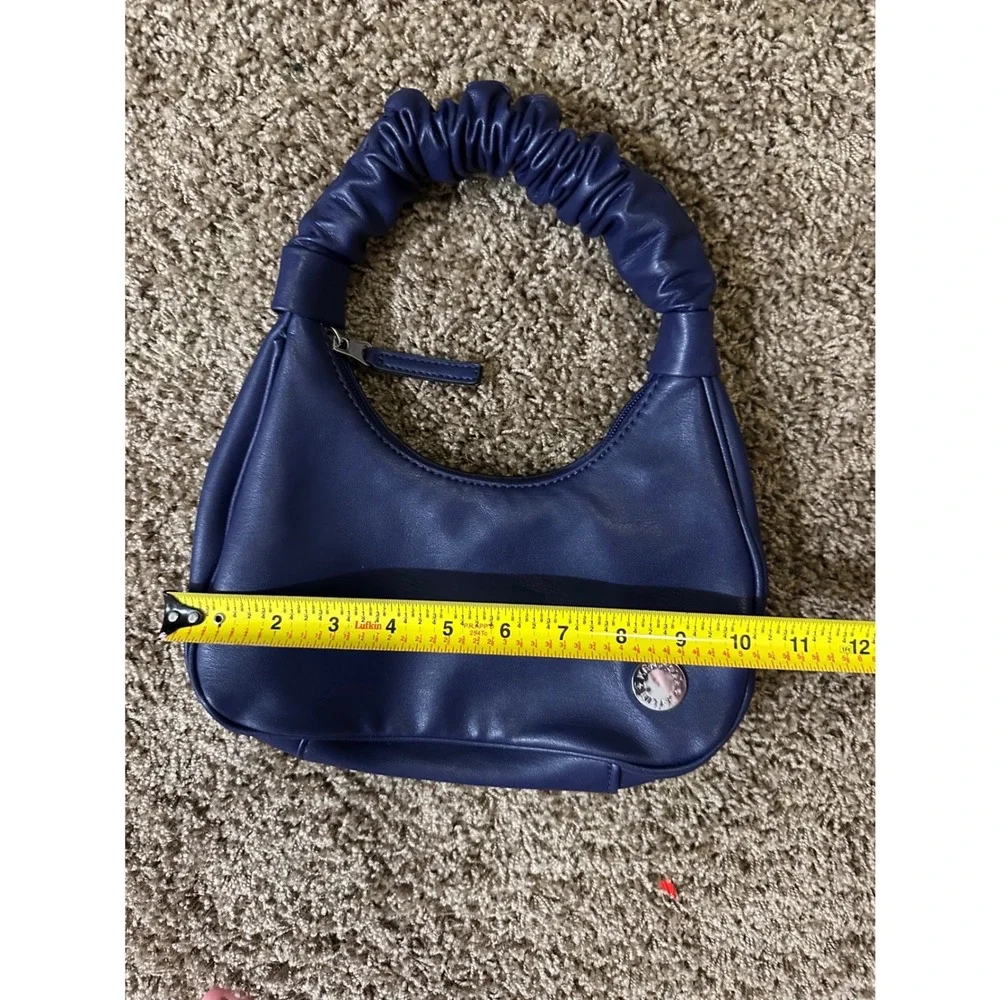 Kendall + Kylie Navy Blue Ruched Handle Mini Hobo Bag‎ Crescent Shoulder Bag